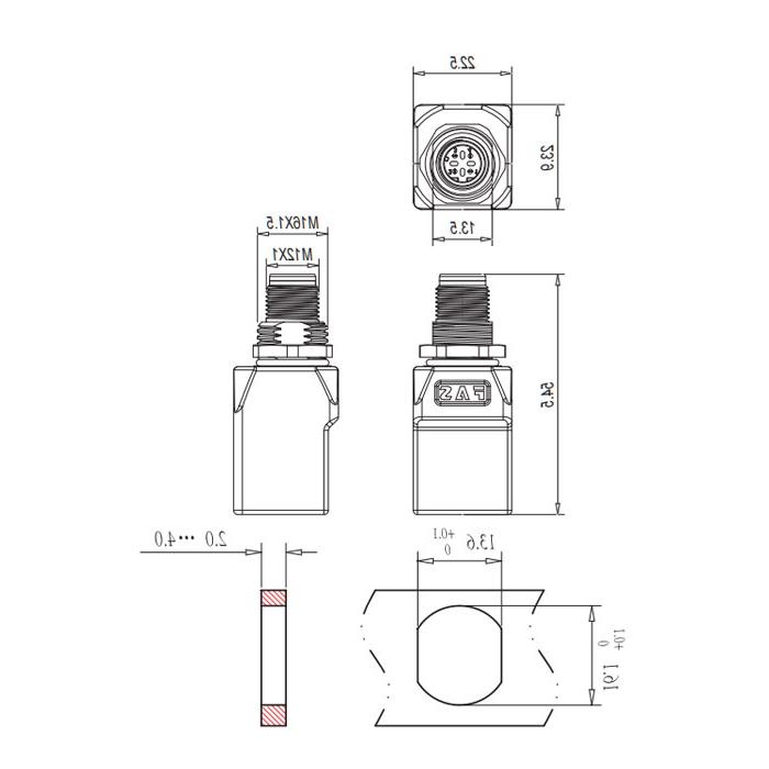 M12 4Pin D-coded female straight to RJ45 straight, 0C4E01